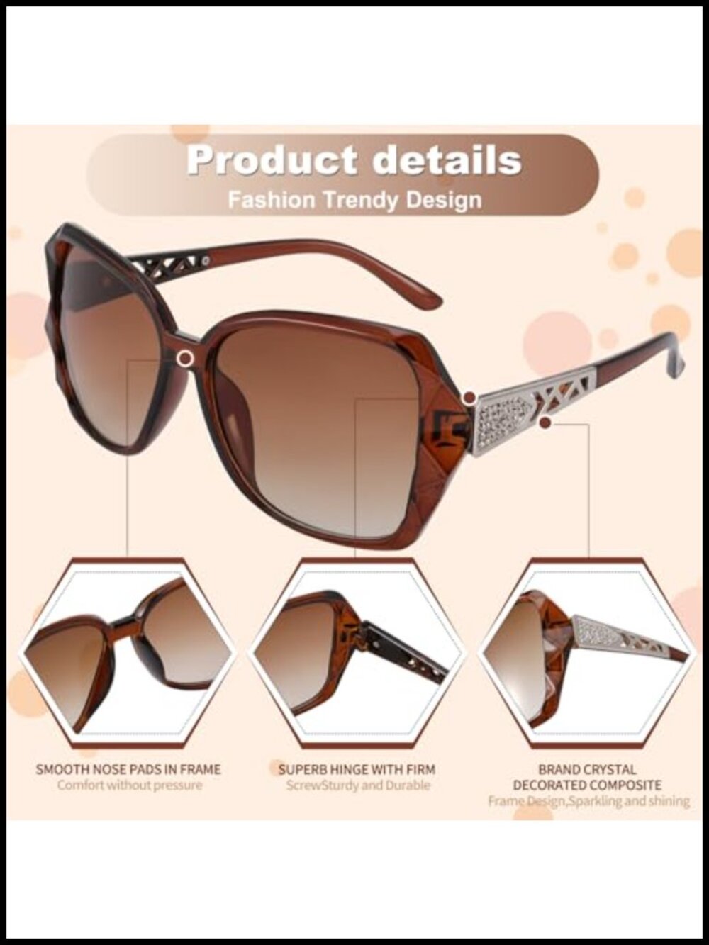 Women's Oversized Sunglasses UV400 Protection Gradient Lens, Lightweight - Picture 3 of 6